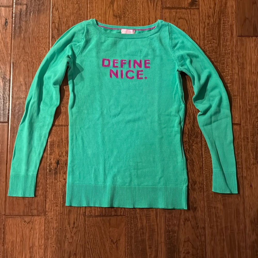 Lilly Pulitzer festive green sweater—Define Nice